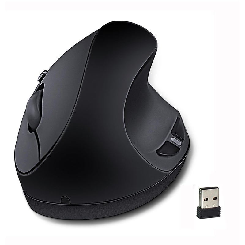 SUNGI Ergonomic Wireless Mouse,Vertical Mouse 2.4GHz Optical Mice with Adjustable DPI for Carpal Tunnel Right Hand,Black - Image 1